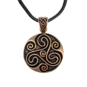 Pandantiv amuleta Triskelion Celtic din bronz - Img 1
