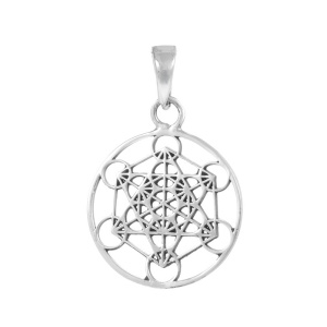 Pandantiv argint Cubul Arhanghelului Metatron, talisman pentru armonie si protectie spirituala, 28 mm