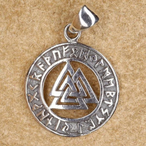 Pandantiv argint Nodul viking Wotan cu rune 3cm - Img 2