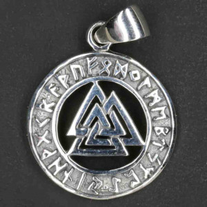Pandantiv argint Nodul viking Wotan cu rune 3cm