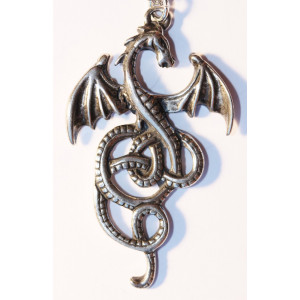 Pandantiv cu lantisor Celtic Sorcery - Dragonul Nidhogg, placat cu argint, 5.1 cm