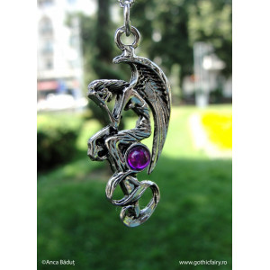 Pandantiv cu lantisor Copiii Noptii - Inger trist, placat cu argint, 4 cm