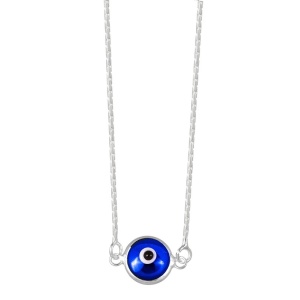 Pandantiv cu lantisor din argint si charm albastru Ochiul Protector (Evil Eye), dimensiune 40+2cm
