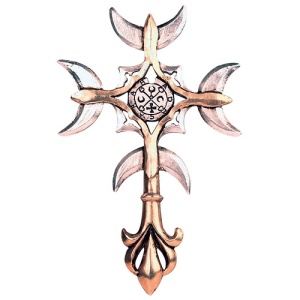 Pandantiv cu lantisor, placat cu argint, Cruce Goetica, Talisman pentru Protectie si Intuitie