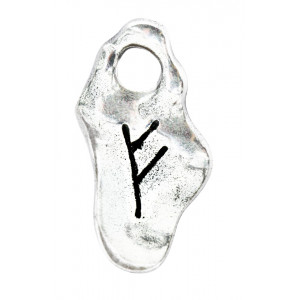 Pandantiv cu rune Feoh (Fehu), talisman pentru prosperitate si noroc, 2.5 cm