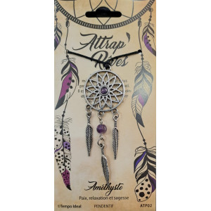 Pandantiv Gardienii Viselor- Dreamcatcher cu Ametist, talisman pentru Intelepciune si Echilibru