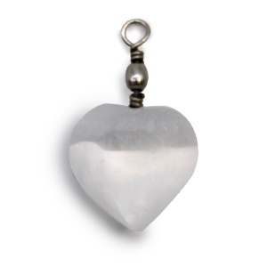 Pandantiv in forma de inima din Selenit, talisman pentru Purificare 4cm
