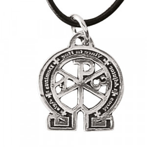Pandantiv talisman argint Alfa si Omega 2.5cm
