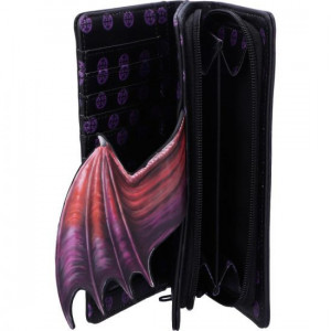 portofel mare embosat cu dragon ce are aripa extinsa