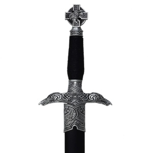 Pumnal Decorativ Medieval cu Corbi si Cruce Celtica, 41 cm - Img 2