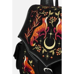 Rucsac gotic din piele intoarsa ecologica cu broderie Mystic Fox - Img 3