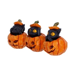 Set 3 figurine pisici negre in dovleci Three Wise Pumpkin Patch 7,7 cm - Img 2