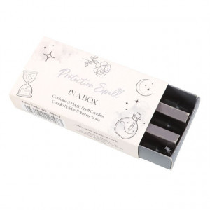 Set 3 lumanari negre pentru ritualuri de protectie cu suport Protection Spell In A Box