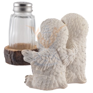 Set solnita si pipernita Bufnite albe 14cm - Img 3