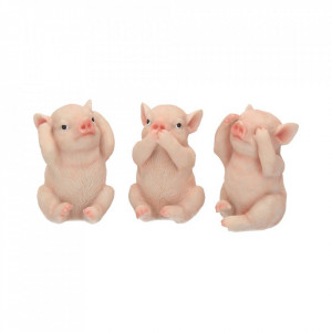 Set statuete Trei purcelusi intelepti 9.5 cm - Img 1