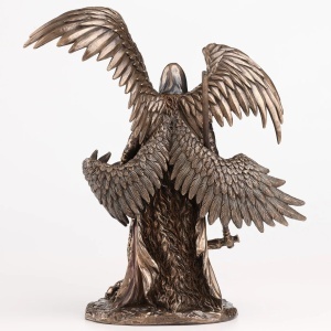 Statueta Arhanghelul Azrael din rasina placata cu bronz 26 cm - Img 3