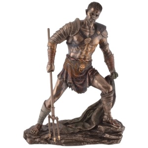 Statueta bronz si rasina gladiator Retiarius 27cm