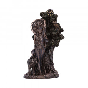 Statueta bronz si rasina, mitologie celtica, zeita destinului Arianrhod 24cm