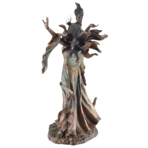 Statueta bronz si rasina vrajitoarea Morgana le Fay 25 cm - Img 3