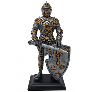 Statueta Cavaler Medieval cu Scut si Sabie 23 cm