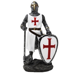 Statueta Cavaler Templier cu Topor si Scut, 18,5 cm