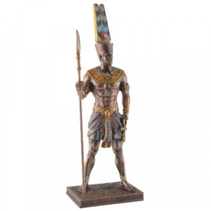 Statueta egipteana, bronz si rasina, zeul soarelui Amon-Ra 27cm - Img 4