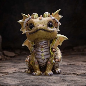 Statueta pui de dragon auriu Coglet – decor fantasy collector 17.5 cm - Img 5