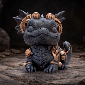 Statueta pui de dragon negru Gearling – decor fantasy collector 14.6 cm - Img 5