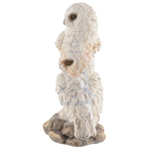 Statueta rasina Bufnite albe la panda 16cm - Img 5