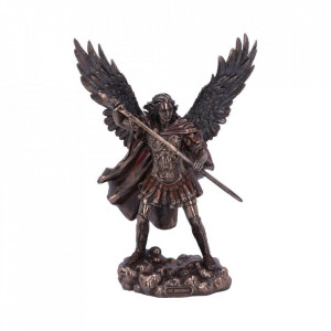 Statueta rasina si bronz Arhanghelul Mihail Aparatorul 29cm - Img 1