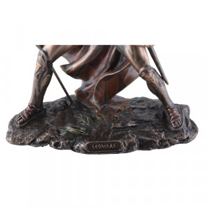 Statueta rasina si bronz Leonidas cu scut si sabie 19 cm - Img 3