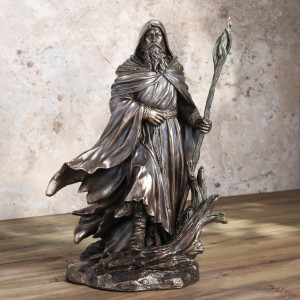 Statueta rasina si bronz magul Merlin - Monte M.Moore 29 cm - Img 6