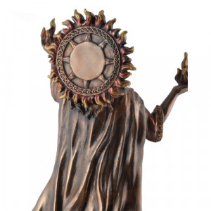 Statueta rasina si bronz, mitologia celtica, zeul soarelui si vindecarii Belenus 24 cm - Img 2