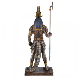 Statueta rasina si bronz, mitologia egipteana, zeul Sobek 29cm - Img 8