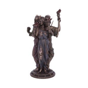 Statueta rasina si bronz, mitologia greaca, Hecate Zeita Magiei 21 cm - Img 2