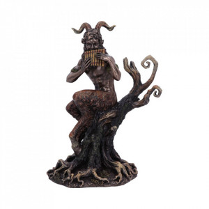 Statueta rasina si bronz, mitologia greaca, zeul Pan 24 cm - Img 2