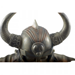 Statueta rasina si bronz, mitologia nordica, bustul zeului Odin 41cm - Img 3