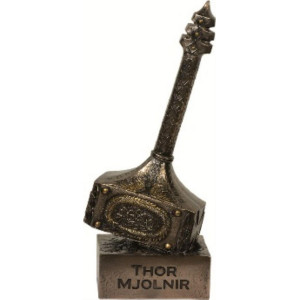 Statueta rasina si bronz, mitologia nordica, Ciocanul lui Thor - Mjolnir 26 cm