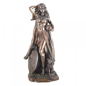 Statueta rasina si bronz, mitologia nordica, zeita dragostei Freya 27cm - Img 1