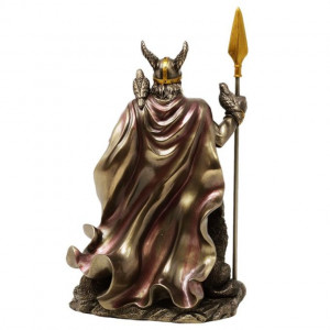 Statueta rasina si bronz, mitologia nordica, Zeul Odin 24 cm - Img 5