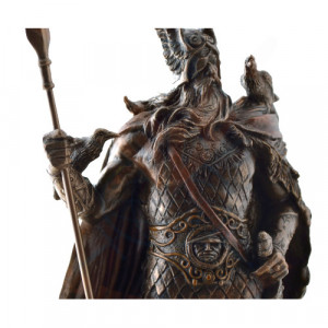 Statueta rasina si bronz, mitologia nordica, zeul Odin - The Allfather 25cm - Img 7