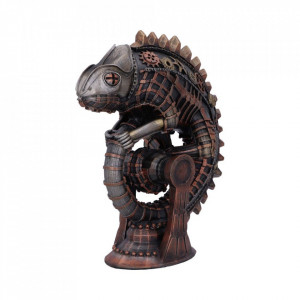 Statueta rasina si bronz, steampunk, Mechanical Chameleon 22.3cm - Img 4