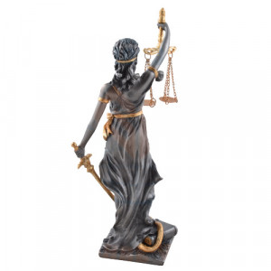 Statueta rasina si bronz, zeita dreptatii Justitia 21cm - Img 4