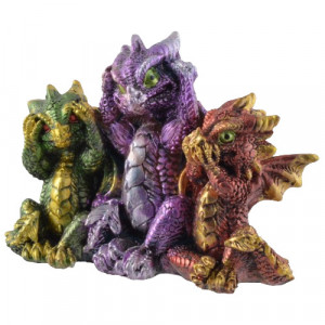 Statueta Trei dragonei intelepti 12 cm - Img 2