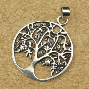 Talisman argint Copacul vietii cu frunze 3 cm