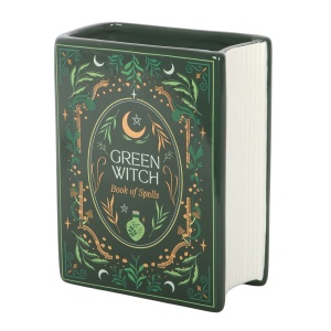 Vaza din ceramica in forma de carte Green Witch 14.5 cm - Img 2