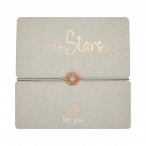 Bratara ajustabila material textil si charm din otel inoxidabil, placat cu aur roz, Little Stars - Mandala Iubirii - Img 1
