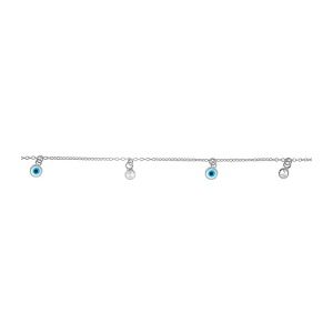 Bratara din argint cu charmuri si zirconii Ochiul Protector (Evil Eye), dimensiune 17+3cm