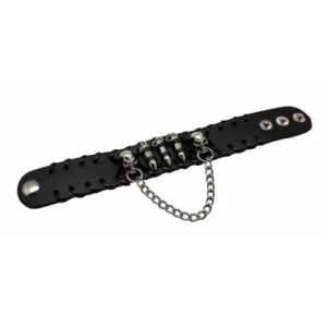 Bratara piele naturala Bullet & Skulls 3cm x 23cm