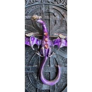 Brosa-pandantiv Dragon Violet cu cristale – magie si intuitie, 9 cm - Img 3